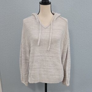 SOMA WEEKEND Marshmallow Knit Hoodie Marled Cream Knit Sweater Sz LARGE